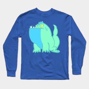 Blue and Turquoise Dinosaur Long Sleeve T-Shirt